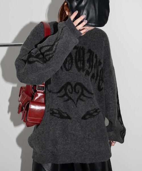 WEGO（ウィゴー）の「WEGO/モチーフグラフィックフラッフィーニットプルオーバー（ニット/セーター・レディース・ブラウン/ライトグレー/ダークグレー/アイボリー/ブラック・FREE）」の4枚目の写真