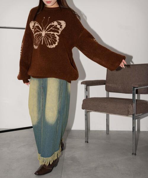 WEGO（ウィゴー）の「WEGO/モチーフグラフィックフラッフィーニットプルオーバー（ニット/セーター・レディース・ブラウン/ライトグレー/ダークグレー/アイボリー/ブラック・FREE）」の16枚目の写真