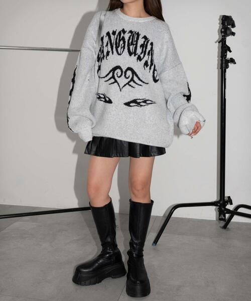 WEGO（ウィゴー）の「WEGO/モチーフグラフィックフラッフィーニットプルオーバー（ニット/セーター・レディース・ブラウン/ライトグレー/ダークグレー/アイボリー/ブラック・FREE）」の14枚目の写真