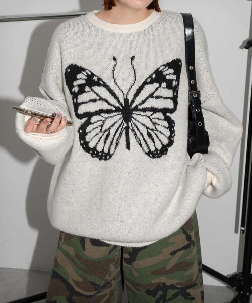 WEGO（ウィゴー）の「WEGO/モチーフグラフィックフラッフィーニットプルオーバー（ニット/セーター・レディース・ブラウン/ライトグレー/ダークグレー/アイボリー/ブラック・FREE）」の17枚目の写真