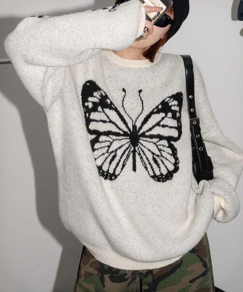 WEGO（ウィゴー）の「WEGO/モチーフグラフィックフラッフィーニットプルオーバー（ニット/セーター・レディース・ブラウン/ライトグレー/ダークグレー/アイボリー/ブラック・FREE）」の18枚目の写真