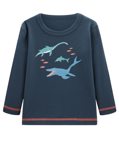 combimini(コンビミニ)の「やわらか長袖Tシャツ(恐竜)(Tシャツ/カットソー・キッズ・ネイビー/イエロー・90/110/120/80/130/100)」の4枚目の写真