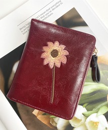 【完売必至】ルブタン 繊細な花柄が素敵な折りたたみ財布 財布 レディース 二つ折り ラウンドファスナー 本革 日本製 花柄