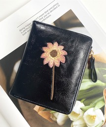 FILER 花柄刺繍 二つ折り財布 財布 レディース 二つ折り 本革 日本製 刺繍 花柄 桜 二つ折り財布