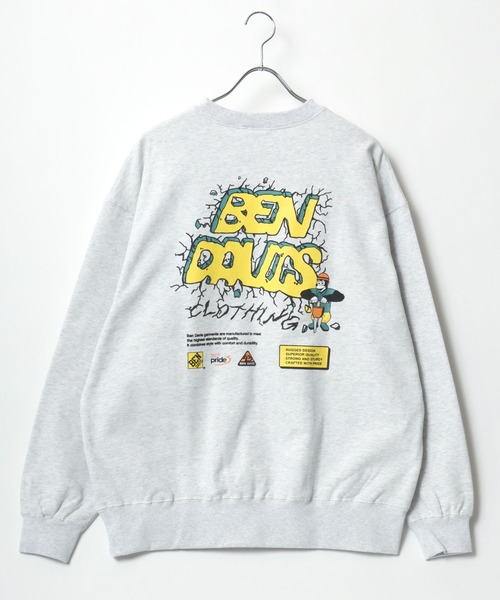 2025SS BEN DAVIS/ベンデイビス オーバーサイズ ワンポイントロゴ バックプリント スウェット レディース メンズ トレーナー（スウェット）｜BEN DAVIS（ベンデイビス）