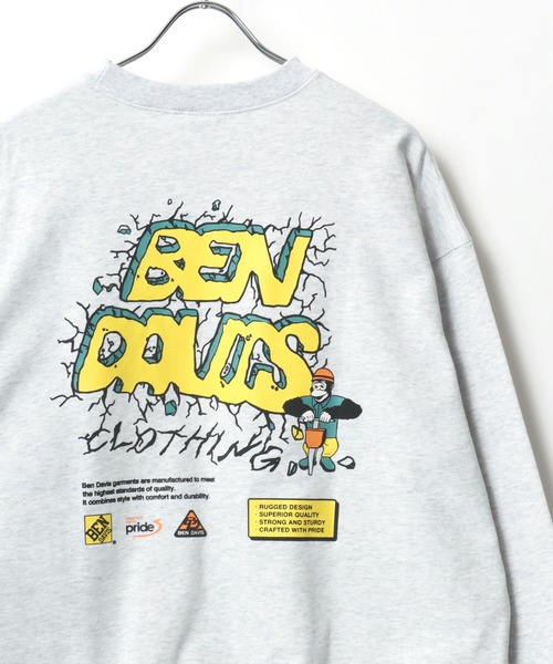 2025SS BEN DAVIS/ベンデイビス オーバーサイズ ワンポイントロゴ バックプリント スウェット レディース メンズ トレーナー（スウェット）｜BEN DAVIS（ベンデイビス）