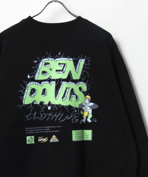 2025SS BEN DAVIS/ベンデイビス オーバーサイズ ワンポイントロゴ バックプリント スウェット レディース メンズ トレーナー（スウェット）｜BEN DAVIS（ベンデイビス）