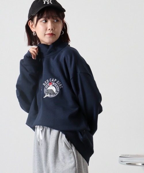 Red Cap Girl(レッドキャプガール)の「RED CAP GIRL 裏毛 RCG胸刺繍 HALFZIP(スウェット・メンズ・ホワイト/ダークグレー/オレンジ/ネイビー/ブラック/アッシュグレー/ダークグリーン・M/L/LL)」の6枚目の写真