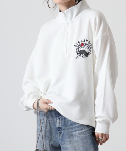 Red Cap Girl(レッドキャプガール)の「RED CAP GIRL 裏毛 RCG胸刺繍 HALFZIP(スウェット・メンズ・ホワイト/ダークグレー/オレンジ/ネイビー/ブラック/アッシュグレー/ダークグリーン・M/L/LL)」の1枚目の写真