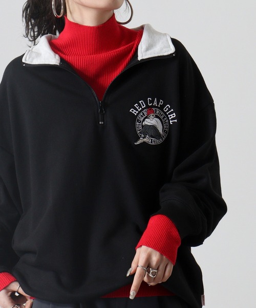 【セール】RED CAP GIRL 裏毛 RCG胸刺繍 HALFZIP（スウェット）｜Red Cap Girl（レッドキャプガール）