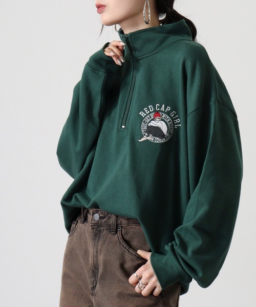 Red Cap Girl(レッドキャプガール)の「RED CAP GIRL 裏毛 RCG胸刺繍 HALFZIP(スウェット・メンズ・ホワイト/ダークグレー/オレンジ/ネイビー/ブラック/アッシュグレー/ダークグリーン・M/L/LL)」の12枚目の写真