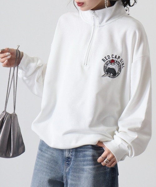 Red Cap Girl(レッドキャプガール)の「RED CAP GIRL 裏毛 RCG胸刺繍 HALFZIP(スウェット・メンズ・ホワイト/ダークグレー/オレンジ/ネイビー/ブラック/アッシュグレー/ダークグリーン・M/L/LL)」の9枚目の写真