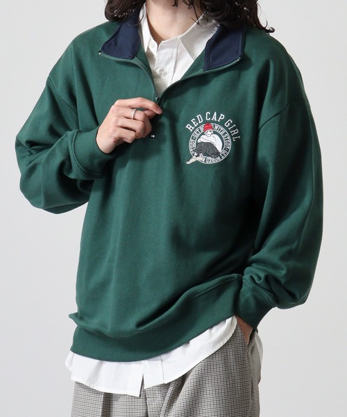 Red Cap Girl(レッドキャプガール)の「RED CAP GIRL 裏毛 RCG胸刺繍 HALFZIP(スウェット・メンズ・ホワイト/ダークグレー/オレンジ/ネイビー/ブラック/アッシュグレー/ダークグリーン・M/L/LL)」の16枚目の写真
