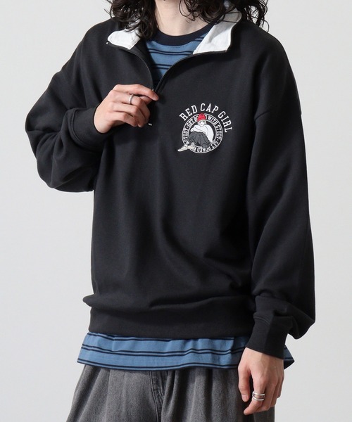 Red Cap Girl(レッドキャプガール)の「RED CAP GIRL 裏毛 RCG胸刺繍 HALFZIP(スウェット・メンズ・ホワイト/ダークグレー/オレンジ/ネイビー/ブラック/アッシュグレー/ダークグリーン・M/L/LL)」の10枚目の写真