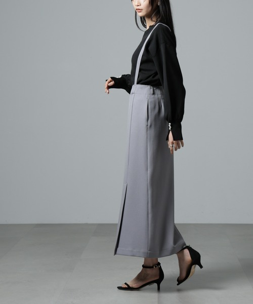 NANO universe（ナノユニバース）の「取り外しサスペンダー2wayスカート（スカート・レディース・ブラック/アイボリー/グレー・FREE）」の6枚目の写真