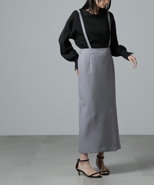 NANO universe（ナノユニバース）の「取り外しサスペンダー2wayスカート（スカート・レディース・ブラック/アイボリー/グレー・FREE）」の7枚目の写真