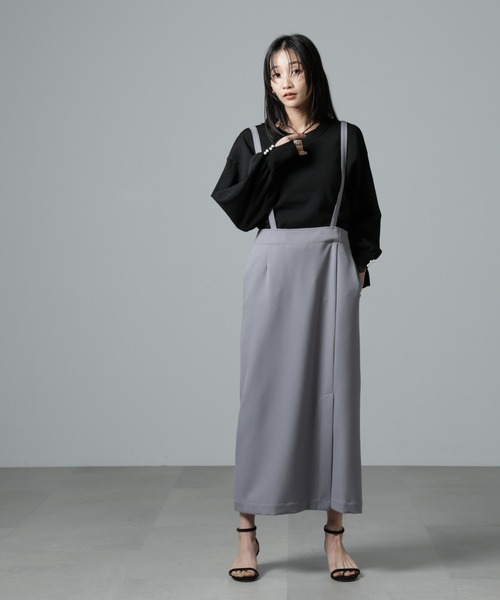NANO universe（ナノユニバース）の「取り外しサスペンダー2wayスカート（スカート・レディース・ブラック/アイボリー/グレー・FREE）」の10枚目の写真