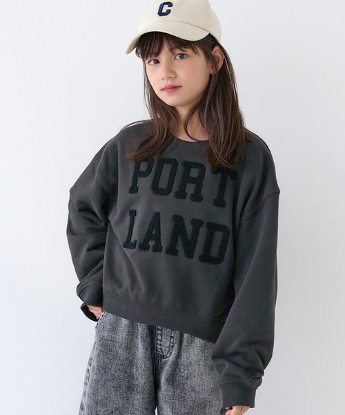 coca(coca)(コカ)の「キッズ 親子お揃いヘビーウェイト刺繍スウェットトップス(スウェット・キッズ・グレー/チャコール/ライトグレー/ホワイト・150/140/130/120)」の4枚目の写真