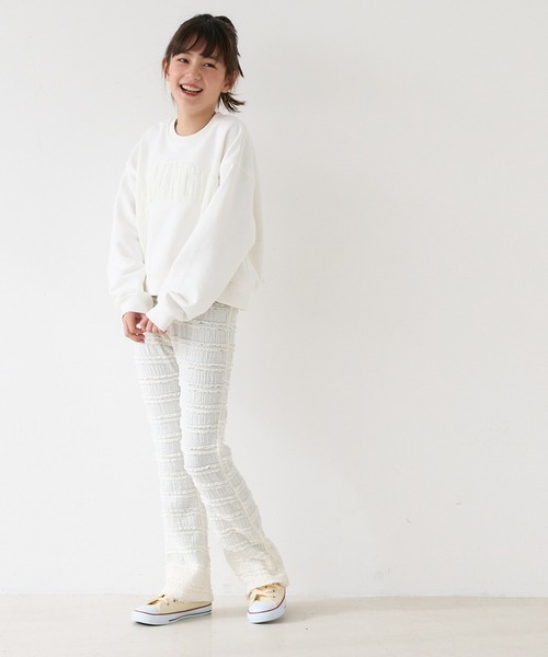 coca(coca)(コカ)の「キッズ 親子お揃いヘビーウェイト刺繍スウェットトップス(スウェット・キッズ・グレー/チャコール/ライトグレー/ホワイト・150/140/130/120)」の9枚目の写真