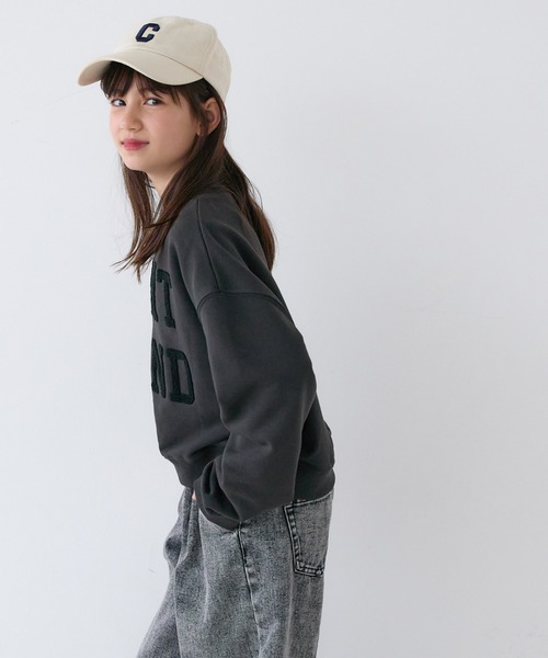 coca(coca)(コカ)の「キッズ 親子お揃いヘビーウェイト刺繍スウェットトップス(スウェット・キッズ・グレー/チャコール/ライトグレー/ホワイト・150/140/130/120)」の6枚目の写真