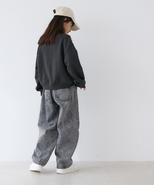 coca(coca)(コカ)の「キッズ 親子お揃いヘビーウェイト刺繍スウェットトップス(スウェット・キッズ・グレー/チャコール/ライトグレー/ホワイト・150/140/130/120)」の8枚目の写真