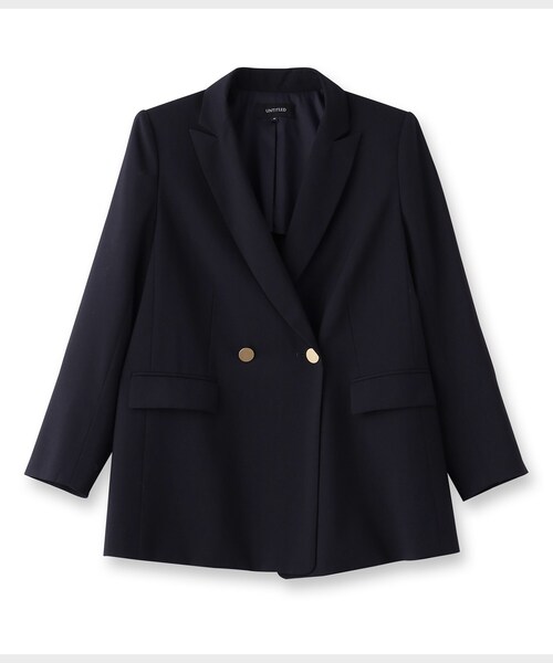 UNTITLED（アンタイトル）の「【通勤/春の軽羽織り】サマーウール調 ダブルブレストジャケット（テーラードジャケット・レディース・グレー/ネイビー・44/46/48/50/42/00/01/02/03/04）」の3枚目の写真