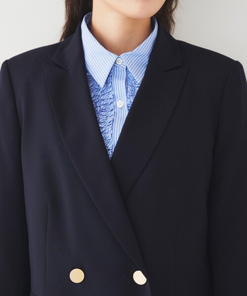 UNTITLED（アンタイトル）の「【通勤/春の軽羽織り】サマーウール調 ダブルブレストジャケット（テーラードジャケット・レディース・グレー/ネイビー・44/46/48/50/42/00/01/02/03/04）」の17枚目の写真