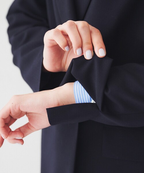 UNTITLED（アンタイトル）の「【通勤/春の軽羽織り】サマーウール調 ダブルブレストジャケット（テーラードジャケット・レディース・グレー/ネイビー・44/46/48/50/42/00/01/02/03/04）」の19枚目の写真