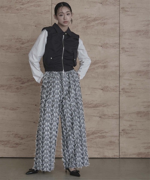 miette（ミエット）の「フロントギャザーバルーンベスト（ベスト・レディース・ブラック/オフホワイト/ライトグレー・M）」の18枚目の写真