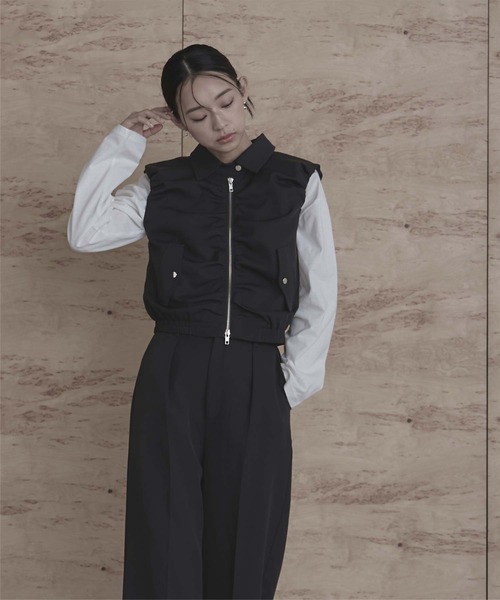 miette（ミエット）の「フロントギャザーバルーンベスト（ベスト・レディース・ブラック/オフホワイト/ライトグレー・M）」の21枚目の写真