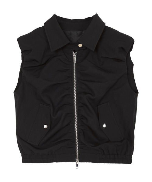 miette（ミエット）の「フロントギャザーバルーンベスト（ベスト・レディース・ブラック/オフホワイト/ライトグレー・M）」の7枚目の写真