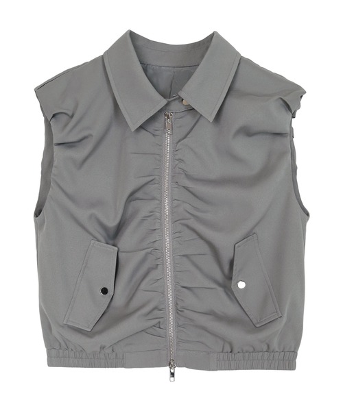 miette（ミエット）の「フロントギャザーバルーンベスト（ベスト・レディース・ブラック/オフホワイト/ライトグレー・M）」の6枚目の写真