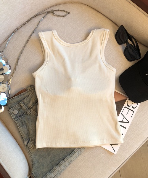 Revo.(レボ)の「【パッド付き】ミニリボン 刺繍 キャミソール タンクトップ ブラトップ(タンクトップ・レディース・アイボリー/ブラック/グレー・FREE)」の11枚目の写真