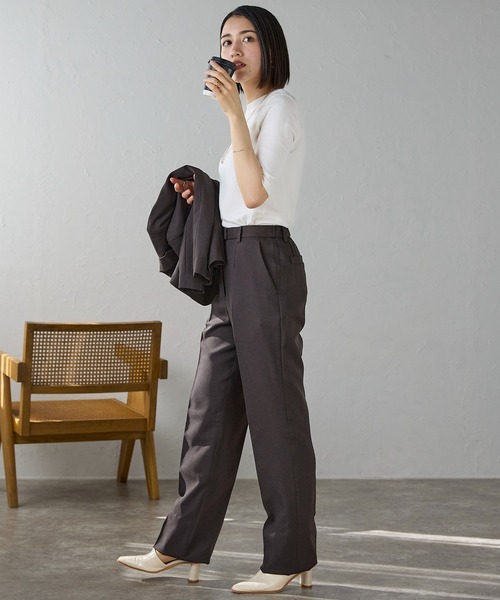etre pret(エトレプレ)の「洗える!選べる7色9サイズ ノータックストレートパンツ ※セットアップ可(スーツパンツ・レディース・グレー系/ブラウン系/ネイビー系/グレー/ブラウン/ネイビー/ブラック・11号/9号/5号/7号/13号/15号/17号/19号/21号)」の4枚目の写真