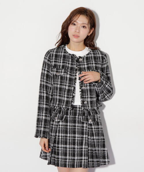 DAMA collectionファンシーツイードジャケット未使用品15号 aimoha｜Jasmine Grandiflorum/(W)オーバーサイズの抜け感が