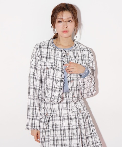 JILL by JILL STUART(ジルバイジルスチュアート)の「ファンシーツイードジャケット(テーラードジャケット・レディース・ホワイト/ブラック・SMALL/MEDIUM)」の12枚目の写真