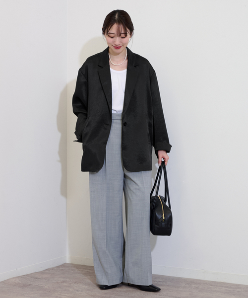 FRAMeWORK(フレームワーク)の「サテンジャケット(テーラードジャケット・レディース・ブラック・FREE)」の2枚目の写真