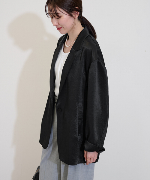 FRAMeWORK(フレームワーク)の「サテンジャケット(テーラードジャケット・レディース・ブラック・FREE)」の9枚目の写真