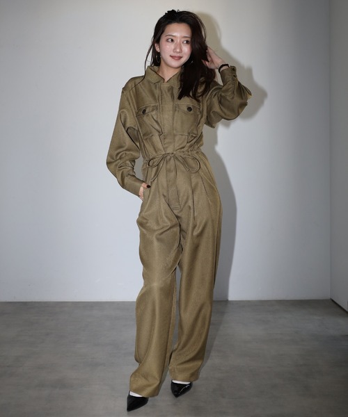 セール】waist drawstring jumpsuit / ウエストドロストジャンプ