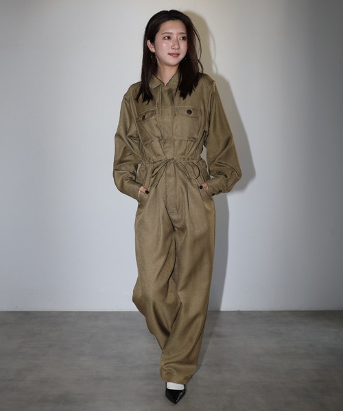 セール】waist drawstring jumpsuit / ウエストドロストジャンプ