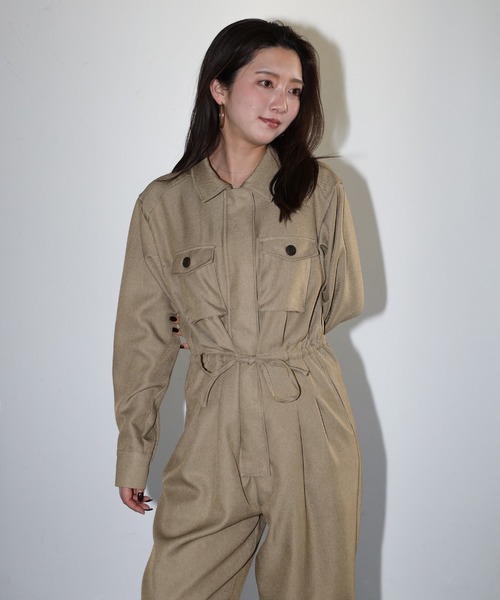 セール】waist drawstring jumpsuit / ウエストドロストジャンプ
