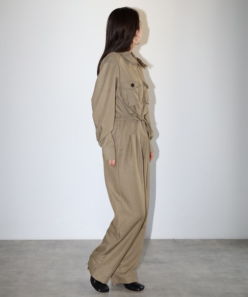 waist drawstring jumpsuit / ウエストドロストジャンプスーツ