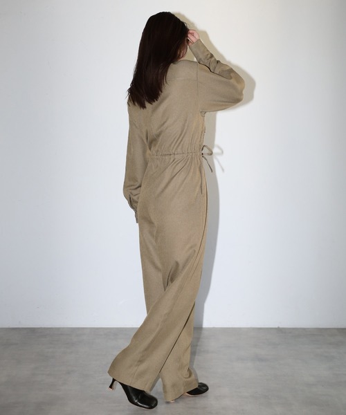 waist drawstring jumpsuit / ウエストドロストジャンプスーツ