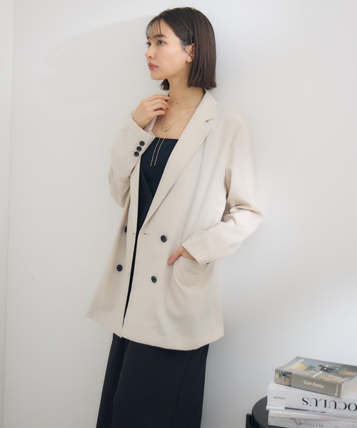 Dignite collier（ディニテコリエ）の「【Dignite collier / ディニテコリエ 】ナチュラルストレッチＷジャケット（テーラードジャケット・レディース・チャコールグレー/ベージュ・MEDIUM）」の9枚目の写真