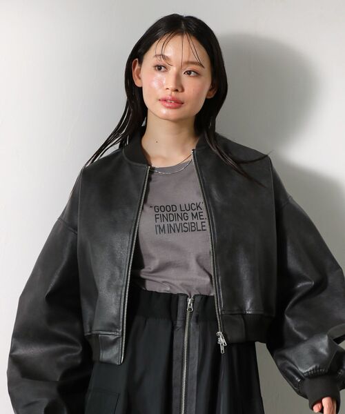 ELENCARE DUE（エレンカーレデュエ）の「・ELENCARE DUE 合皮MA-1ブルゾン（ブルゾン・レディース・アイボリー/ブラック/ブラウン・FREE）」の6枚目の写真