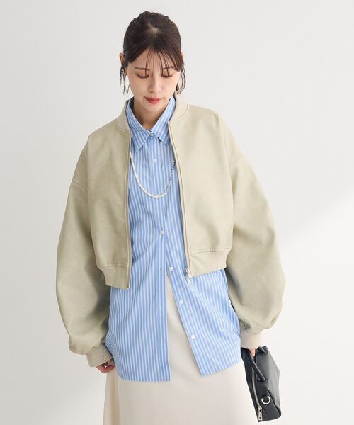 ELENCARE DUE（エレンカーレデュエ）の「・ELENCARE DUE 合皮MA-1ブルゾン（ブルゾン・レディース・アイボリー/ブラック/ブラウン・FREE）」の10枚目の写真