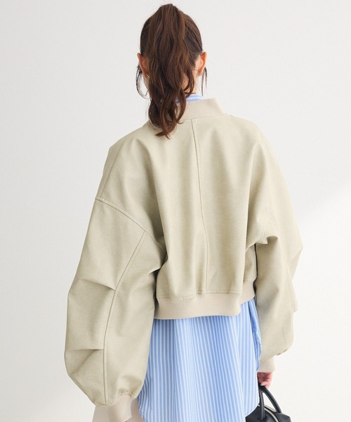 ELENCARE DUE（エレンカーレデュエ）の「・ELENCARE DUE 合皮MA-1ブルゾン（ブルゾン・レディース・アイボリー/ブラック/ブラウン・FREE）」の2枚目の写真