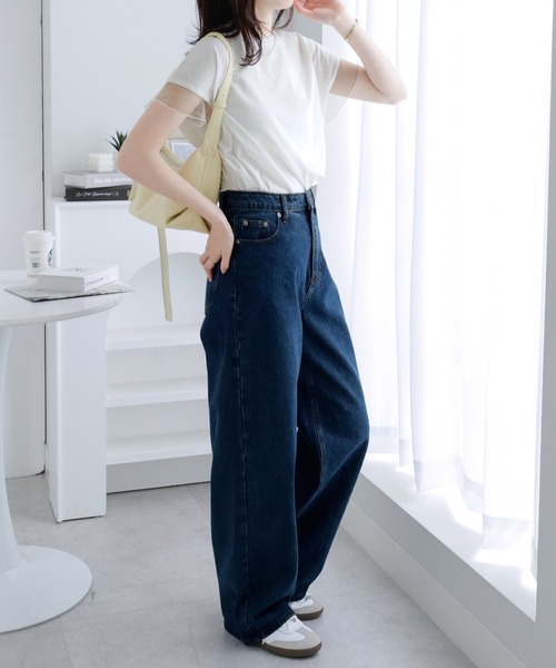 alotta(アロッタ)の「チュールの抜け感が可愛いく涼しい! 袖チュールデザイン綿混Tシャツ【6サイズ展開】(Tシャツ/カットソー・レディース・ライトグリーン/ブラック/ダークラベンダー/グレイッシュベージュ/ネイビー/ホワイト・LL/L/M/3L/4L/5L)」の20枚目の写真