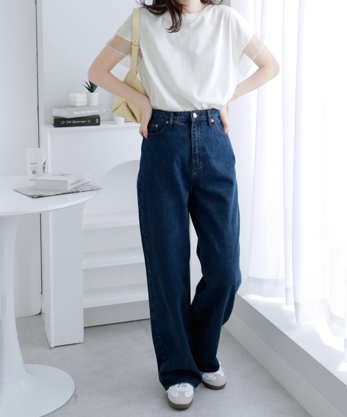 alotta(アロッタ)の「チュールの抜け感が可愛いく涼しい! 袖チュールデザイン綿混Tシャツ【6サイズ展開】(Tシャツ/カットソー・レディース・ライトグリーン/ブラック/ダークラベンダー/グレイッシュベージュ/ネイビー/ホワイト・LL/L/M/3L/4L/5L)」の19枚目の写真
