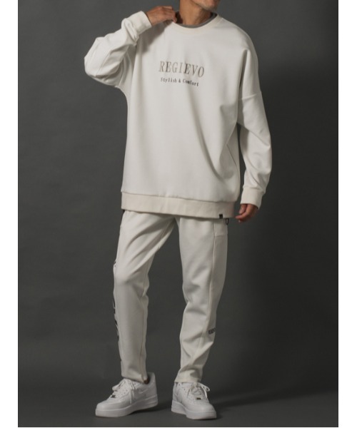 REGIEVO（レジエボ）の「【REGIEVO】サイドロゴプリント / スタイリッシュ ジョガーパンツ（スウェットパンツ・メンズ・オフホワイト/ブラック・X-LARGE/LARGE/MEDIUM）」の4枚目の写真